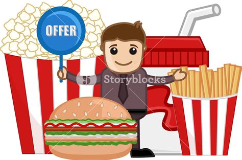 Fast Food Offer & Sale - Cartoon Business Vector Character Royalty-Free Stock Image - Storyblocks