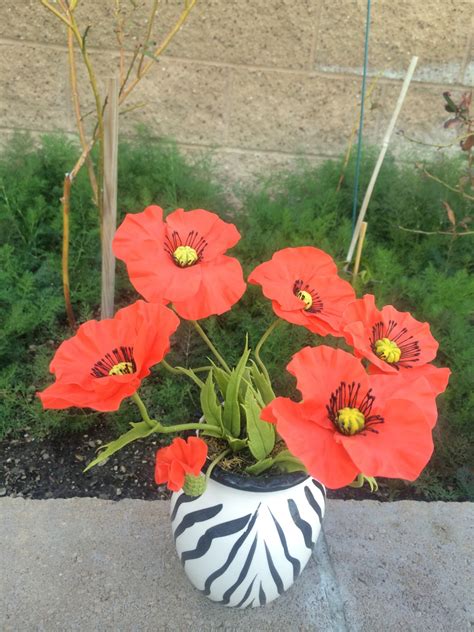 Poppy flower arrangement Cold porcelain flowers Poppy flower