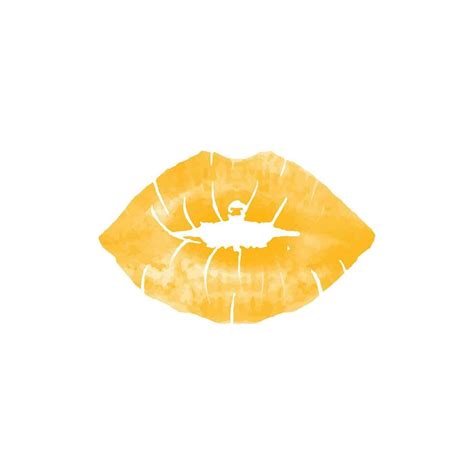 Vector lipstick kiss print yellow on white background 36251399 Vector ...