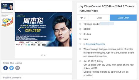 Jay Chou 2020 Concert Tickets Resold For Up To S$6,000 On Carousell By ...