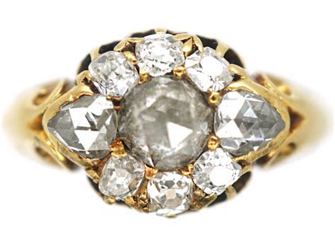 Victorian 18ct Gold Rose Diamond & Old Mine Cut Diamond Cluster Ring (244N) | The Antique ...