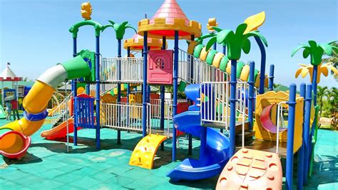 Outdoor Playground Fun for Children - Family Park with Slides, Disney Mickey Mouse - YouTube
