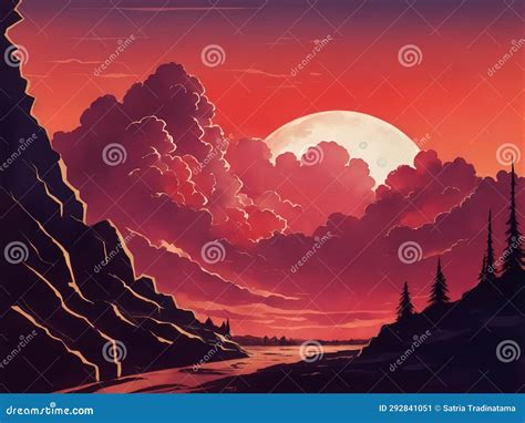 Mountain Silhouette at Sunset Illustration Stock Illustration - Illustration of mountain, view ...