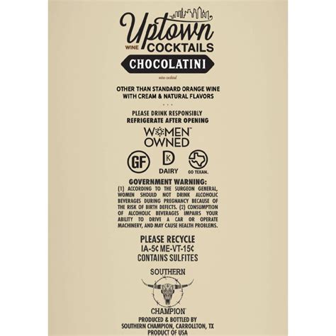 Uptown Cocktails Uptown Chocolatini Wine Cocktails - 1.5L Bottle 1.5 ...