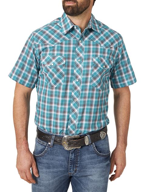 Wrangler - Wrangler Men's Short Sleeve 2 Pocket Western Shirt - Walmart ...