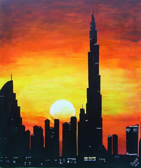 Captivating Sunset in Dubai Painting