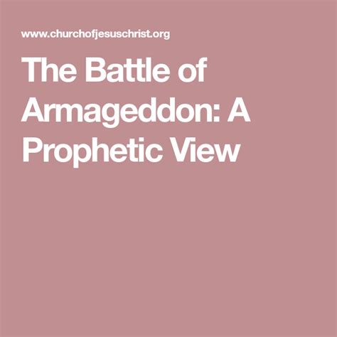 The Battle of Armageddon: A Prophetic View | Armageddon, Prophet ...