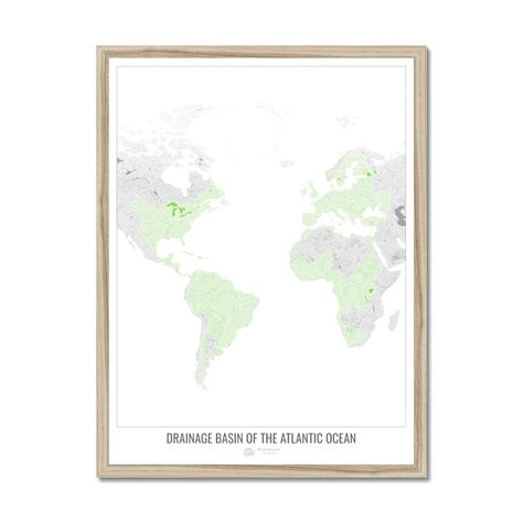 Atlantic Ocean - Drainage basin map, white v1 - Framed Print ...