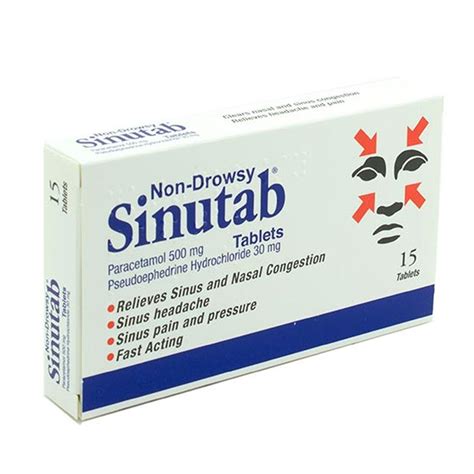 SINUTAB NON DROWSY SINUS RELIEF 15 TABLETS | Molloys Pharmacy | Ireland