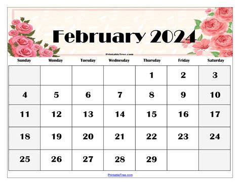 February 2024 Calendar Printable - Printable Tree - Medium