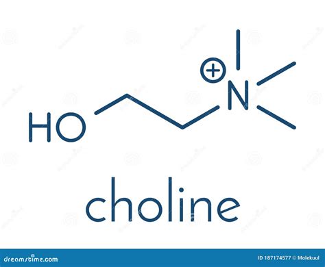 Choline Molecule, Structural Chemical Formula, Ball-and-stick Model, Isolated Image Vitamin B4 ...