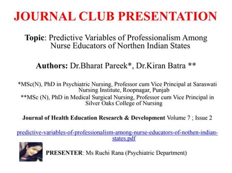 Journal Club Presentation | PPT