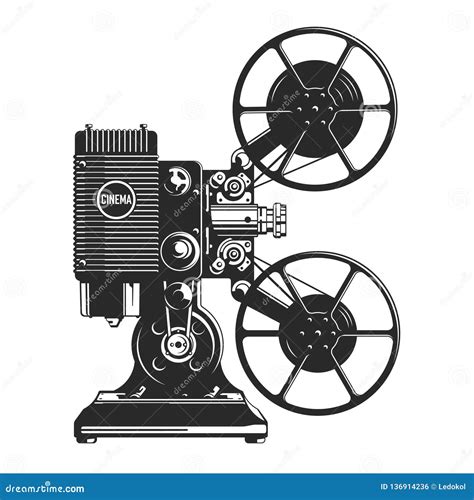 Vintage Film Projector Vector Illustration. Stock Vector - Illustration of camera, cinema: 136914236