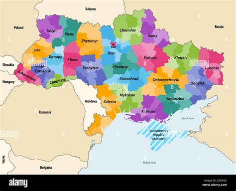 Ukraine regions (oblasts) with administrative divisions (raions) vector ...