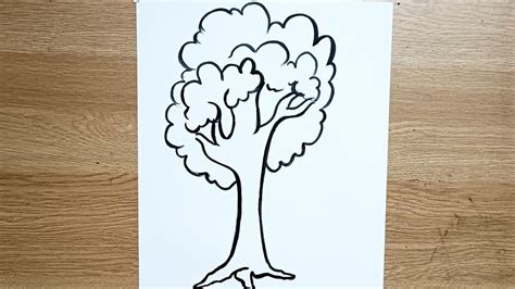 How to draw a tree step by step/Easy Tree drawing - YouTube