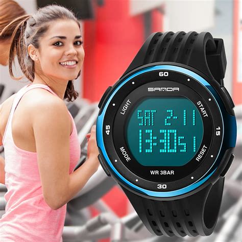 SANDA 338 Fashion Sport Watch Women Electronic LED Digital Watch ...