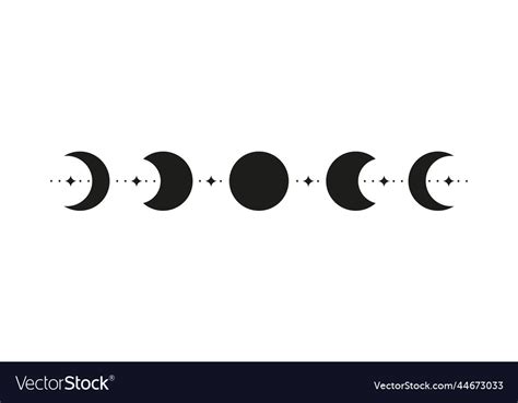 Hand drawn black celestial moon phases with stars Vector Image