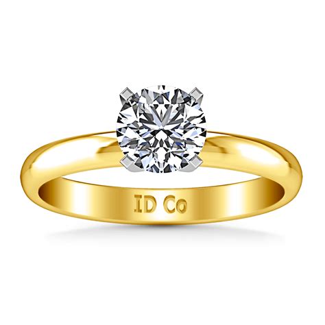 Solitaire Diamond Engagement Ring Comfort Fit Round Diamond 14K Yellow – FrostNYC