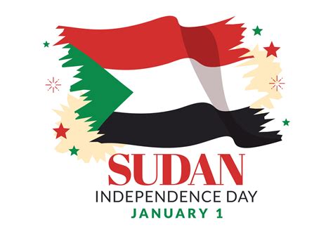 Sudan Independence Day on on January 1st with Flags and Sudanese National Holiday in Flat ...