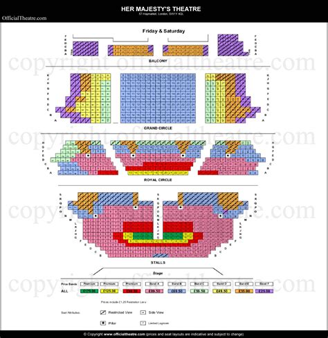 His Majesty’s Theatre London seat map and prices for The Phantom of the Opera