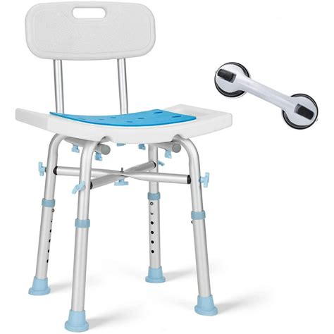 OasisSpace Heavy Duty Shower Chair with Back 500lb, EVA Padded Bath Seat with Free Assist Grab ...