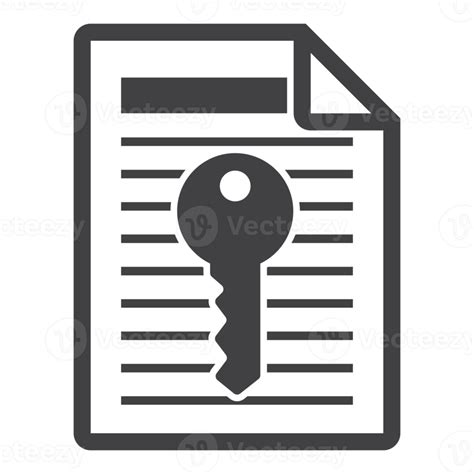 Key on document paper page, data security icon 18245970 PNG