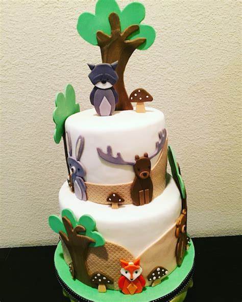 Woodland Animals fondant cake decorations forest theme baby