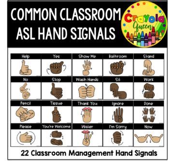 ASL Classroom Hand Signal Cards in 2024 | Simple sign language, Asl sign language words, Asl ...