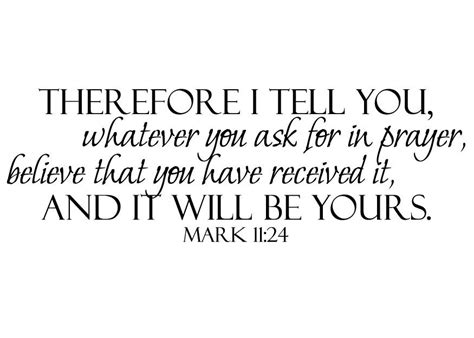 Mark 11:24 Bible Verse Wall Decal Ask in Prayer and Believe | Mark 11 ...