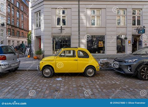 Yellow Vintage Fiat 500 editorial image. Image of aged - 259427880