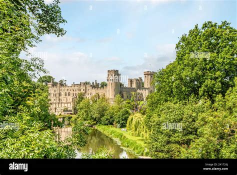 Warwick Castle at the River Avon in Warwick, Warwickshire, England ...