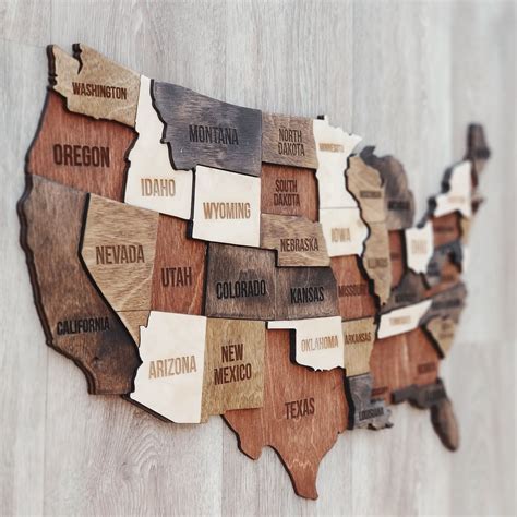 Wood Map Of The Usa Map Wall Art Wood Usa Map Usa Map Wall Decor Map ...