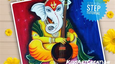 Lord Ganesha Painting |Step by step Ganpati Drawing |Acrylic Painting ...
