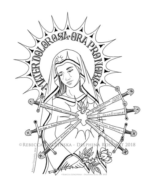 Our Lady of Sorrows + Catholic Coloring Page – Delphina Rose