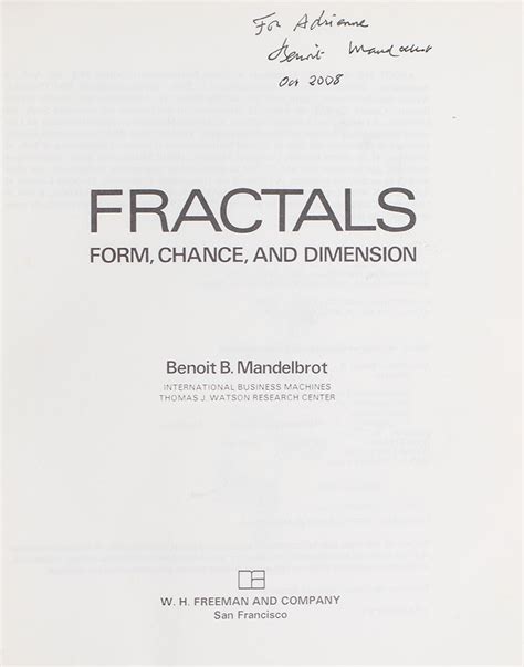 Fractals Benoit Mandelbrot First Edition Signed Rare Book