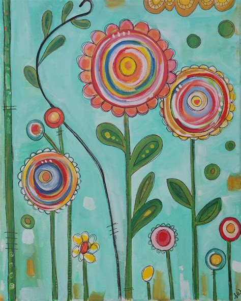 Whimsical art, Flower art, Folk art flowers