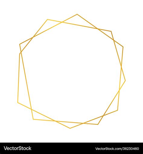 Gold geometric polygonal frame with shining effect