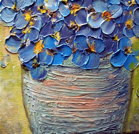 Blue Pansies Pansy in a Flower Pot Bouquet Oil Painting by - Etsy