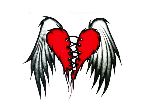 Heart Tattoos ~ XploreOut | Broken heart tattoo, Heart tattoo, Heart with wings tattoo