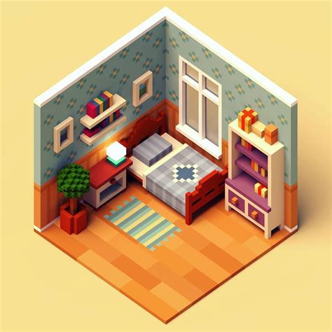 #magicavoxel #voxelart #room | Isometric design, Isometric art, House ...