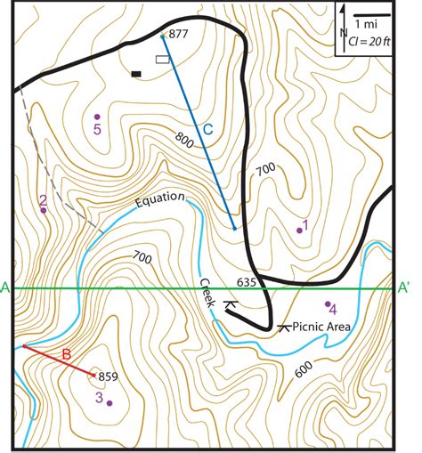 Solved Using the topographic map below, answer the | Chegg.com