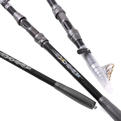 Super 99% Carbon Folding Rock Fishing Rod Saltwater Spinning Fishing Telescopic Pole Tackle 2.1M ...