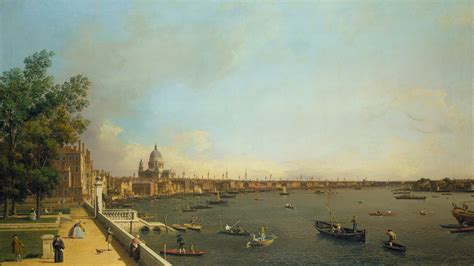 Farahdeen Khan: Canaletto - London. The Thames from Old Somerset House Terrace towards the City ...