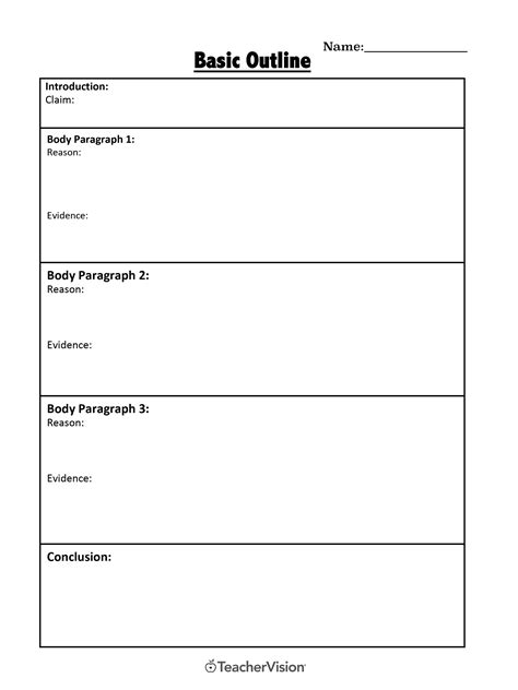 Argumentative Essay Outline Worksheet – E Street Light