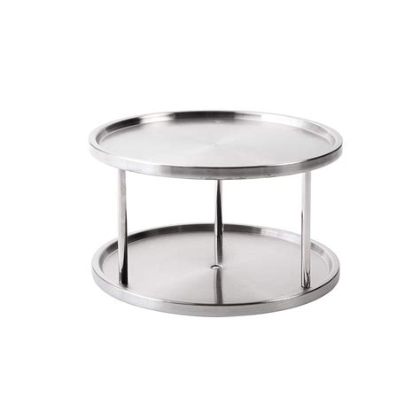 Lazy Susan Turntable Cabinet Organizer, 10.5” Round 2 Tier Rotating ...