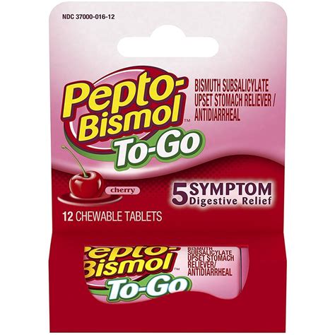 2 Pack - Pepto-Bismol To-Go Chewable Tablets Cherry 12 ea - Walmart.com - Walmart.com