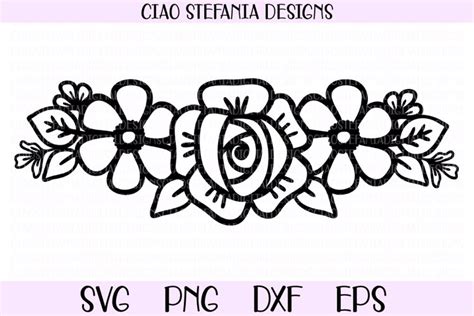 Rose Flower Bouquet Flowers Half Wreath SVG Cut (523992)