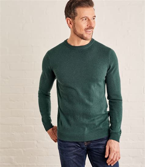 Capri Green | Mens Cashmere & Merino Crew Neck Sweater | WoolOvers US