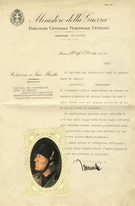 Firma autografa su documento dattiloscritto. - auctions & price archive