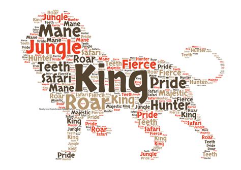 Lion Print Lion Word Art Lion Wordle Personalised Lion | Etsy